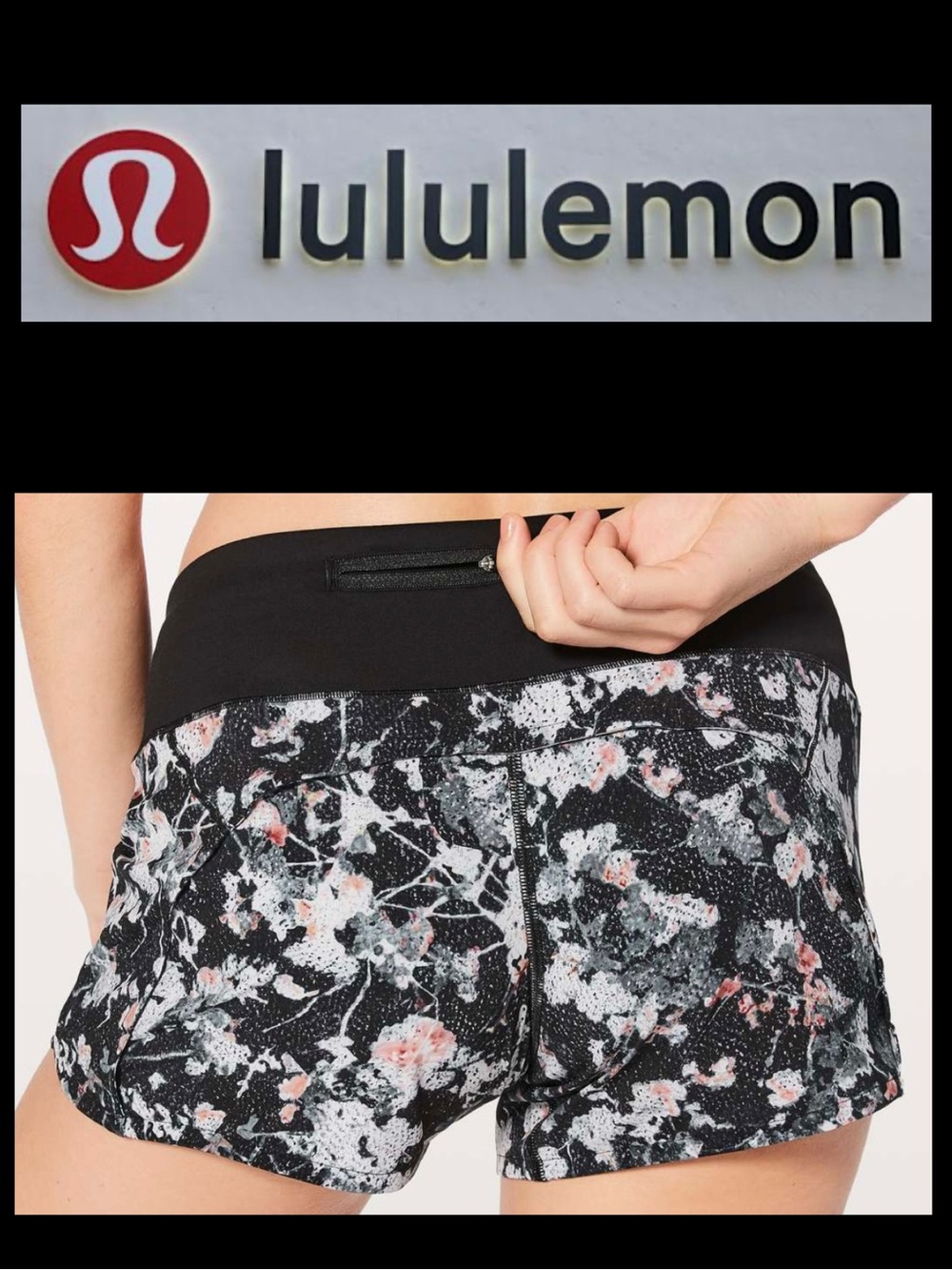 LULULEMON RUN TIMES SHORT II 4" (Spring Bloom/Multi Black)